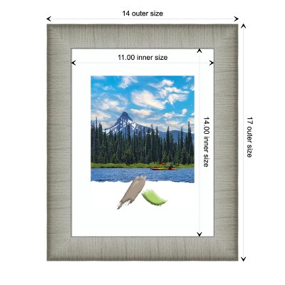 Elegant Brushed Pewter Narrow Wall Picture Frame 11x14