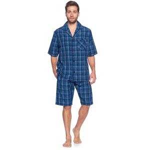 Ashford & Brooks Mens Woven Short Sleeve Pajama Shorts Set - 1 of 4
