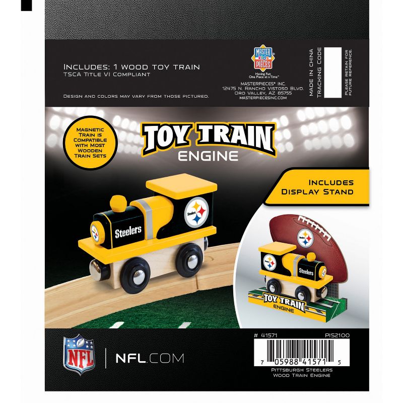 MasterPieces Officially Licensed NFL Pittsburgh Steelers Wooden Toy Train Engine For Kids, 4 of 7