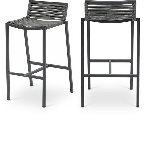 Meridian Furniture,Maldives Rope Fabric Outdoor Patio Barstool, Set of 2 - 1 of 4