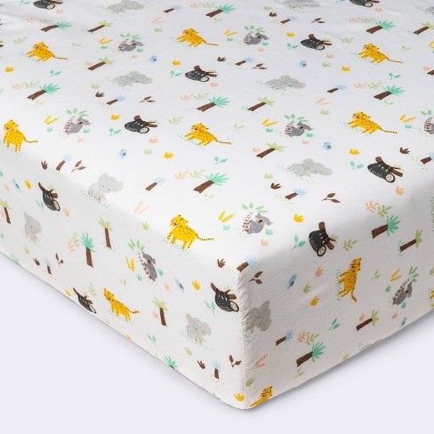 Fitted Crib Sheet Jungle Animals - Cloud Island™ - image 1 of 4