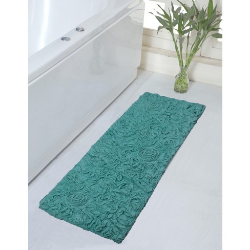 Set of 2 Bell Flower Collection Turquoise Cotton Floral Pattern Tufted Bath  Rug Set - Home Weavers