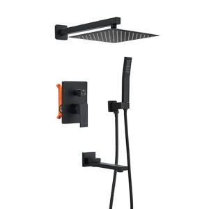 Kumasinova 10" High Pressure Rain Shower System Set,Dual Showerhead Combo with Tub Spout and Valve Trim Kit,Stainless Steel Material - 1 of 4