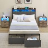 Full Bed Frame with 2 Storage Drawers and LED Lights Headboard, Upholstered Bed Frame Full Size - 3 of 4