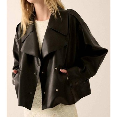 Women's Vegan Double Breasted Motorcycle Jacket - PROMESA M