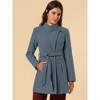 INSPIRE CHIC Women's Classic Stand Collar Long Sleeve Winter Belted Long Coat - 4 of 4