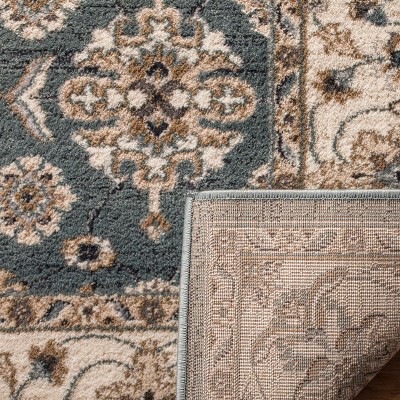 Teal and Cream Synthetic Hand-knotted Reversible Area Rug