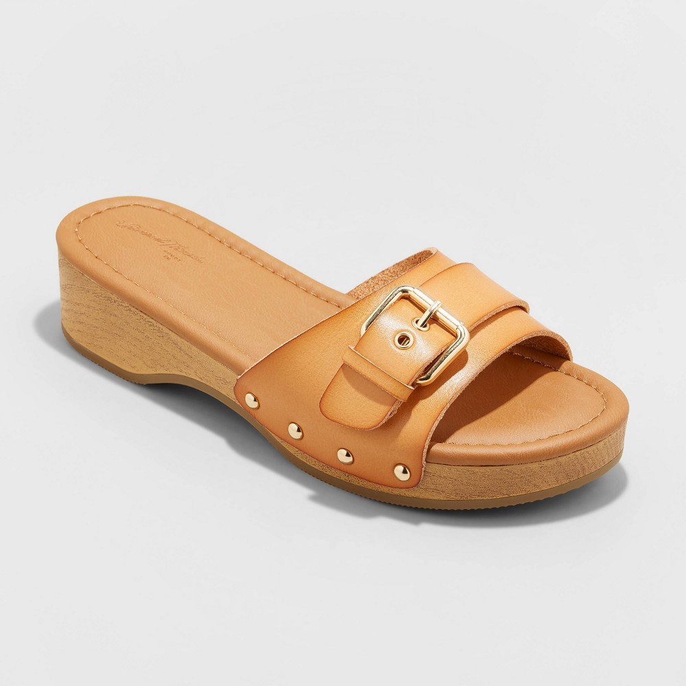 Women's Kora Faux Wood Bottom Sandals - Universal Thread Cognac 9, Red