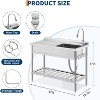 Freestanding Stainless Steel Utility Sink with Workbench, Commercial Prep Sink Station with Hot & Cold Faucet - 2 of 4