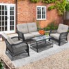 Tangkula 4PCS Patio Rattan Furniture Set Outdoor Conversation Set w/Tempered Glass Coffee Table Beige - 2 of 4
