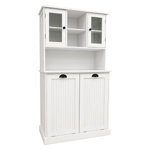 Ridstar 59.69 in. H Tiltable Double-Layer Laundry Basket Bathroom Cabinet with 2 Adjustable Shelves-White - 1 of 4