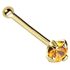 Jewelry Avalanche 22G 14K Gold Ball-end Nose Stud with Citrine Gemstone - 1 of 2