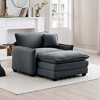 Corduroy Single Sofa with Footstool and Pillow, Deep Seat Lounge Chair for Living Room, Bedroom, Club - 3 of 4
