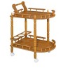 Maliang 29" Tall 2-Tier Wooden Wine Table with Oak finish - 3 of 4