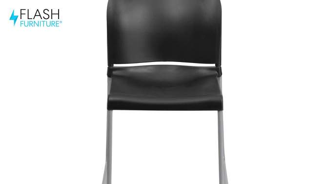 Flash Furniture HERCULES Series 880 lb. Capacity Yellow Full Back Contoured Stack Chair with Gray Powder Coated Sled Base, 2 of 14, play video