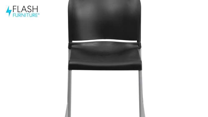 Flash Furniture HERCULES Series 880 lb. Capacity Black Full Back Contoured Stack Chair with Gray Powder Coated Sled Base, 2 of 12, play video