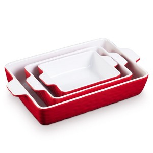 GustoWave Baking Dish 3-piece Sets, Ceramic Baking dishes for Oven, Bakeware, Rectangular Baking Pan with Handles, for Cooking, Kitchen, Cake - 1 of 4