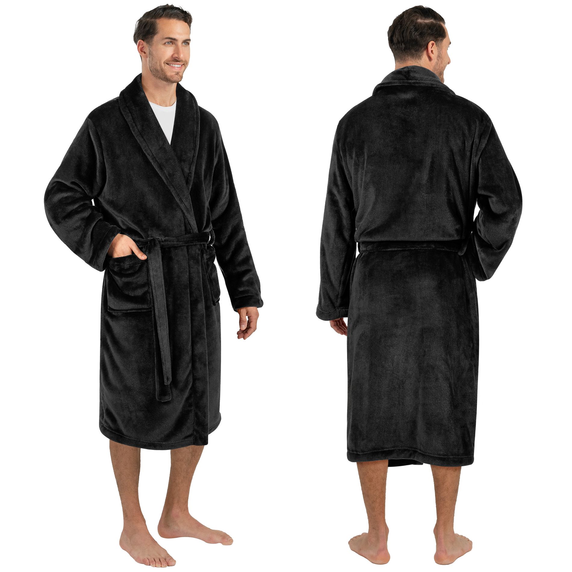 PAVILIA Mens Soft Robe, Fleece Plush Soft Long Male Bathrobe, Lightweight Fluffy Fuzzy Cozy Warm Bath Shower Spa House