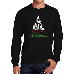 LA Pop Art Meowy Christmas Tree - Men's Word Art Crewneck Sweatshirt - 1 of 4