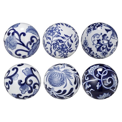 Set Of 6 Round Decorative Ceramic Balls Blue Target