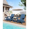 Folding Adirondack Chair, HDPE Outdoor All-Weather Fire Pit Chairs, Modern Lounger Adirondack Chairs Ergonomic Extended Backrest Navy Blue - 2 of 4