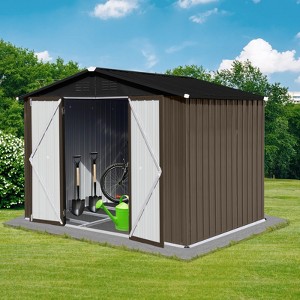 KWPZQEB Outdoor Storage Sheds, Metal Garden Tool Shed with Slooping Roof & Lockable Doors, Weather-Resistant Metal Tool Shed for Backyard, Poolside - 1 of 4