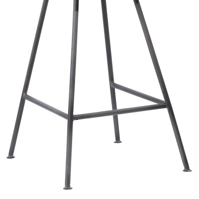 Sleek Gray Powder Coat 26" Metal and Leather Counter Stool