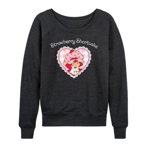 Women's - Strawberry Shortcake - Coquette Heart-Women's French Terry Long Sleeve Shirt Lightweight French Terry Wide Neck Long Sleeve Graphic Shirt - 1 of 4