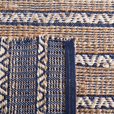 Navy and Natural Flat Woven Cotton Area Rug, 8' x 10'