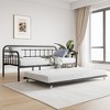 Gulches Twin Size Metal Daybed Frame with Trundle Heavy Duty Steel Slat Support Headboard No Box Spring Needed Black for Guest Room Kids Room - 2 of 4