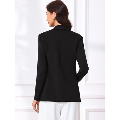 Женские куртки INSPIRE CHIC Women's Business Casual Office Open Front Long Sleeve Suit Jacket Blazer Small Black — фото 4