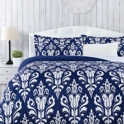 Chanasya Reversible Microfiber Textured Stencil Duvet Cover Set
