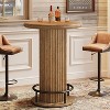 Lantine 35.4" Round Bar Table, Wooden Bistro Cocktail Table with Metal Footrest, High Top Pub Tables for Small Space - 2 of 4
