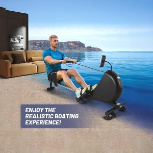 Magnetic Rowing Machines for Home, 16 Levels Quiet Resistance Foldable Rower with App Tracking, 350 Lbs Weight Capacity, Self-Powered Cardio Workout - 1 of 4