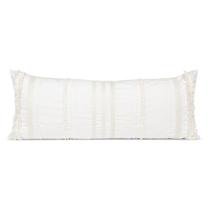 Sweet Jojo Designs Neutral Unisex Body Pillow Cover (Pillow Not Included) 54in.x20in. Boho Geometric Striped Lines Ivory, 1 of 7
