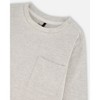 Deux par Deux Boy Organic Cotton Jersey Pocket T-Shirt Heather Beige Gray - 4 of 4