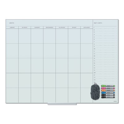U Brands Floating Glass Dry Erase Undated One Month Calendar 48 x 36 White 3969U00-01