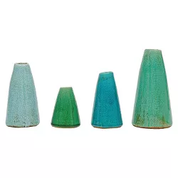 Set of 4 Terra-cotta Vases Aqua Colors - 3R Studios