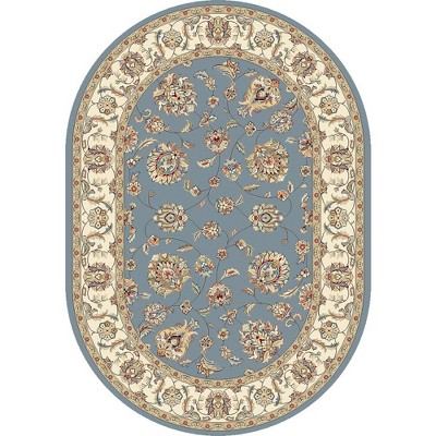 Ancient Garden 57365 Light Blue/Ivory 5.3X7.7 Ov Oval