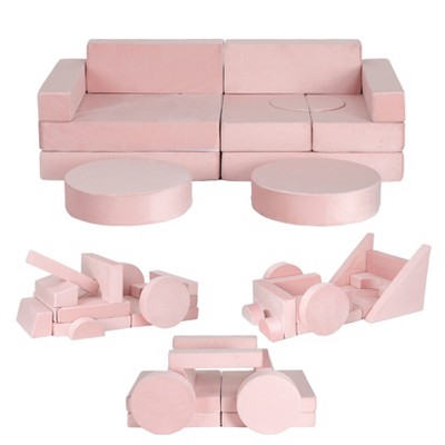 Kids Play Couch 14pcs Modular Playset Foam Couch for Toddlers Children,Convertible Kids Couch Sofa Indoor Furniture for Playroom