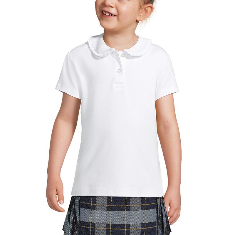 Lands' End Kids Short Sleeve Ruffled Peter Pan Collar Knit Shirt, 3 of 6