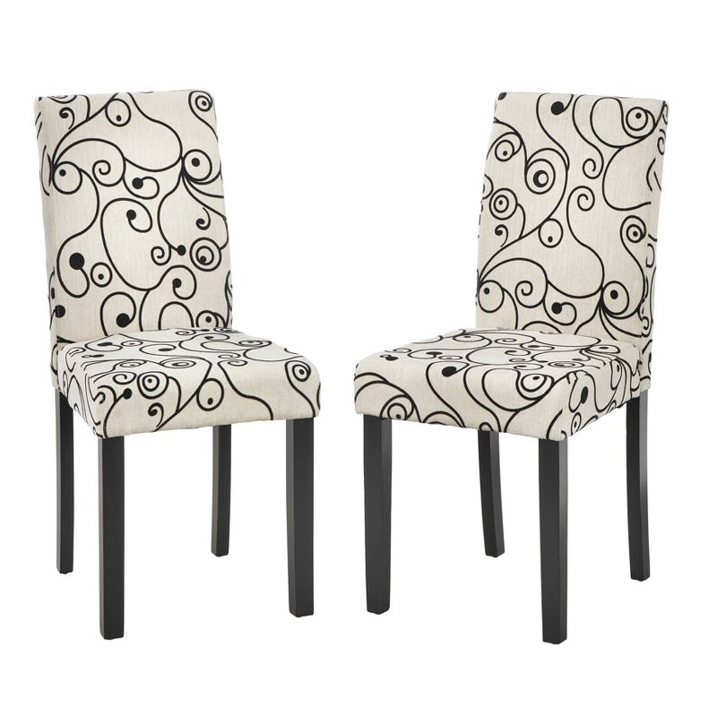 Set of 2 Elly Sophia Parson Dining Chairs Cream/Black - Buylateral, 1 of 6