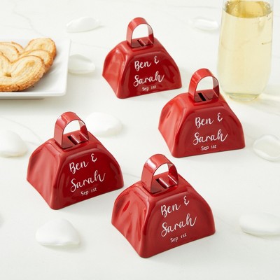 Red Iron Handheld Cowbells for Sporting Events, 3-inch, Set of 12