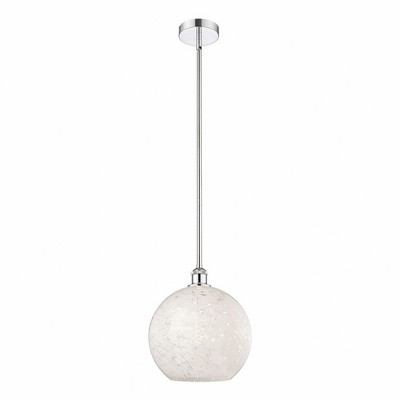 White Mouchette - 1 Light Stem Hung Pendant In Modern Style-13 Inches Tall and 12 Inches Wide