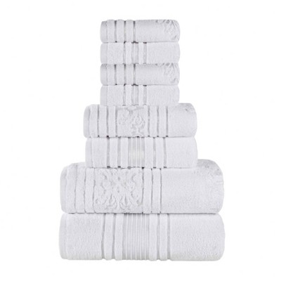 Chevron Zero Twist Cotton Solid And Jacquard 8 Piece Bathroom Towel Set,  White - Blue Nile Mills : Target