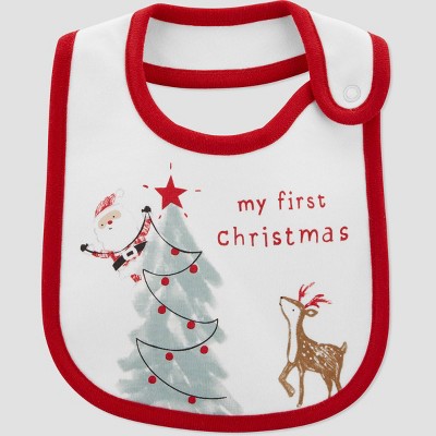 Image of Carter's Just One You® Baby 'First Christmas Bib' - White/Red