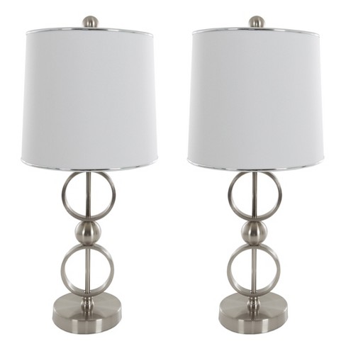 3 Piece Matching Silver Modern Table, Matching Table And Floor Lamp Sets