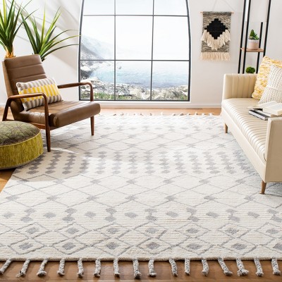 Handmade Ivory & Beige Wool Shag Area Rug 8' x 10'