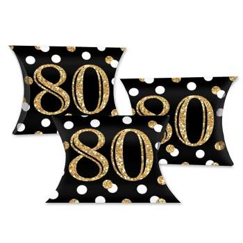 Big Dot of Happiness Adult 80th Birthday - Gold - Favor Gift Boxes - Birthday Party Petite Pillow Boxes - Set of 20