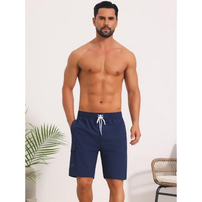 INSPIRE CHIC Men's Multiple Pockets Drawstring Waist Summer Pool Board Shorts 2 Packs 1 Dark Blue 1 Light Blue 34 — фото 2
